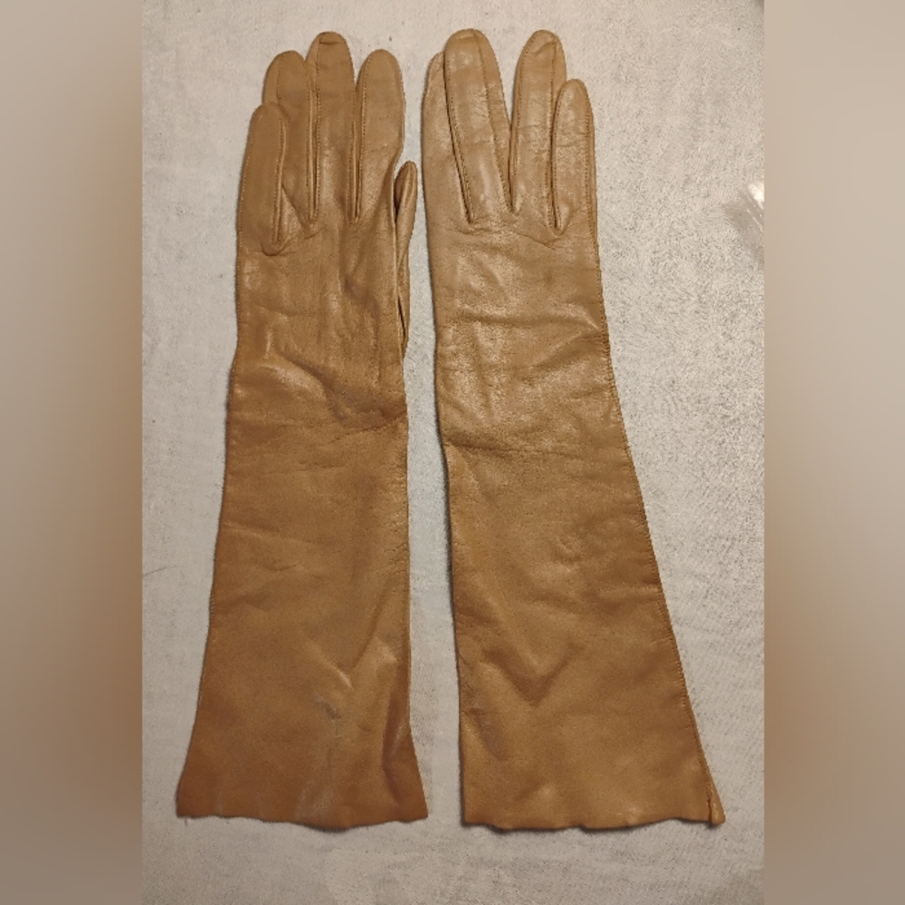 Vintage Caresskin By Superb Gloves Kidskin Long